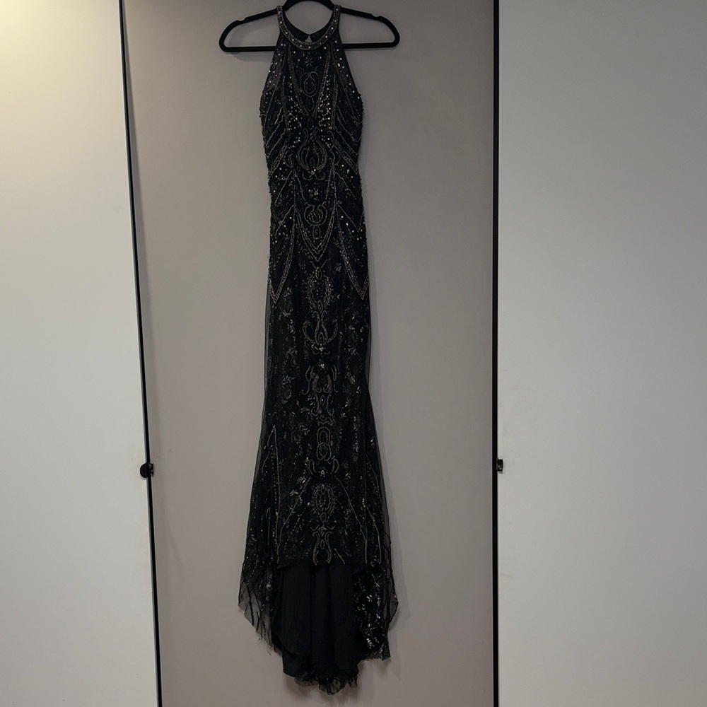 Morilee by Madeline Gardner Black Beaded Gown